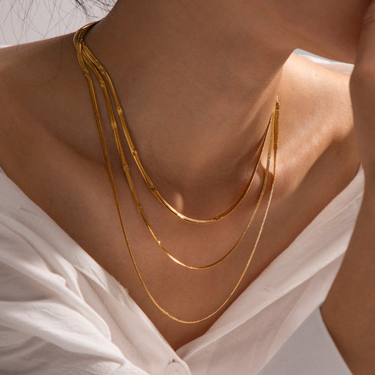 Embossed 18kt Gold-Plated Snake Chain Necklace - Waterproof
