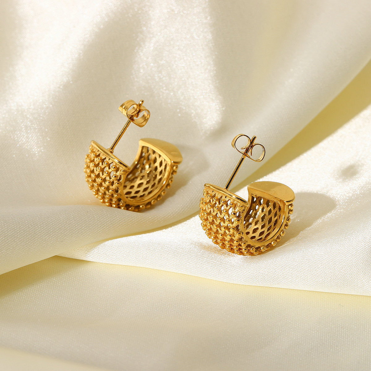 Vara Studded Gold Earrings - Waterproof
