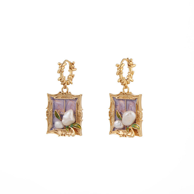 Camellia Pearl 18kt Gold Plated Earrings