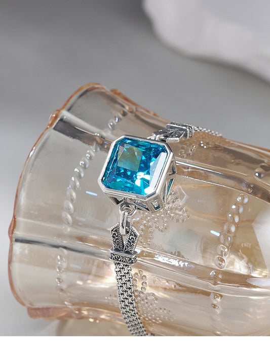 Victoria Zircon Aquamarine Silver Bracelet