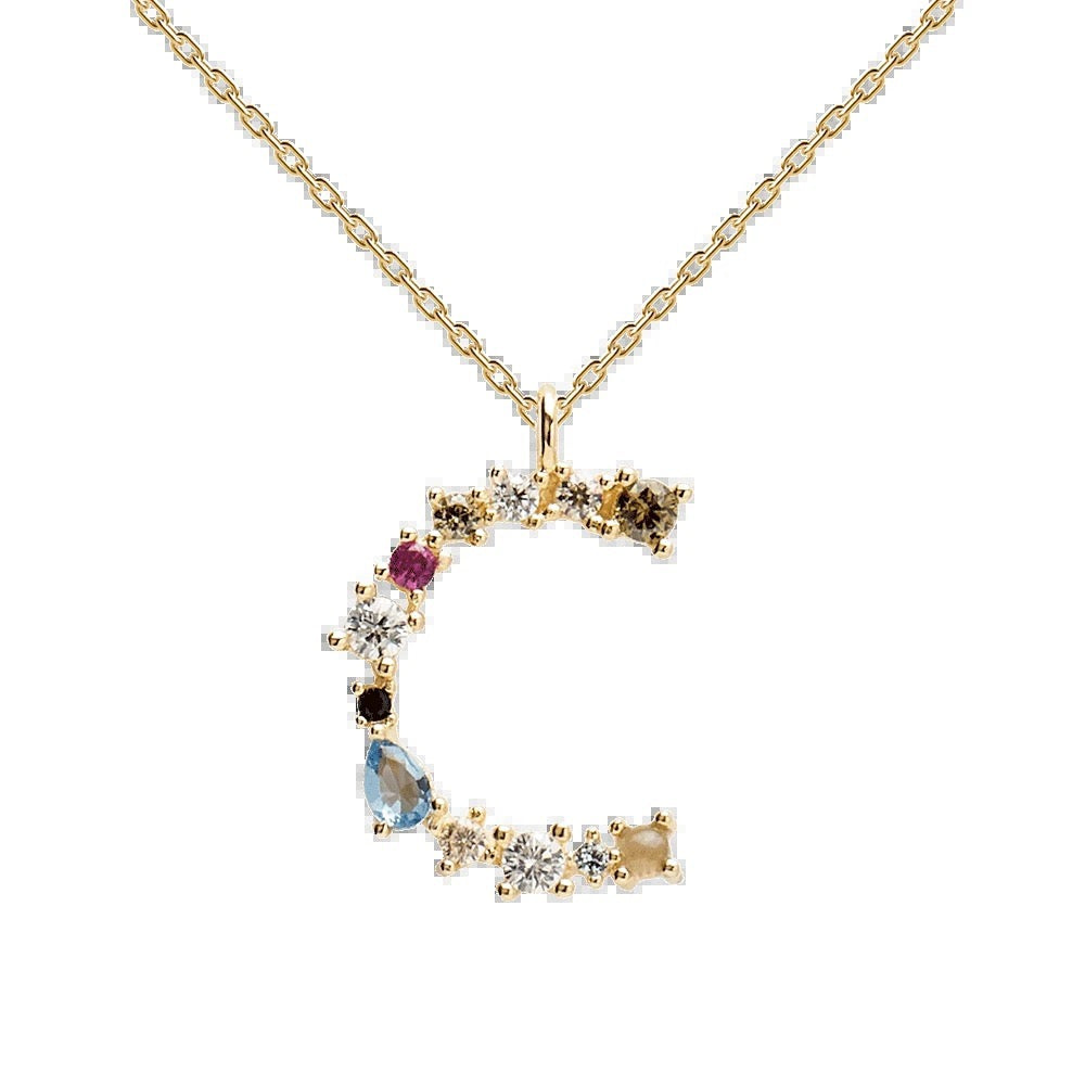 Kiki's Story 18K Gold-Plated Colored Gemstones Letter Necklace