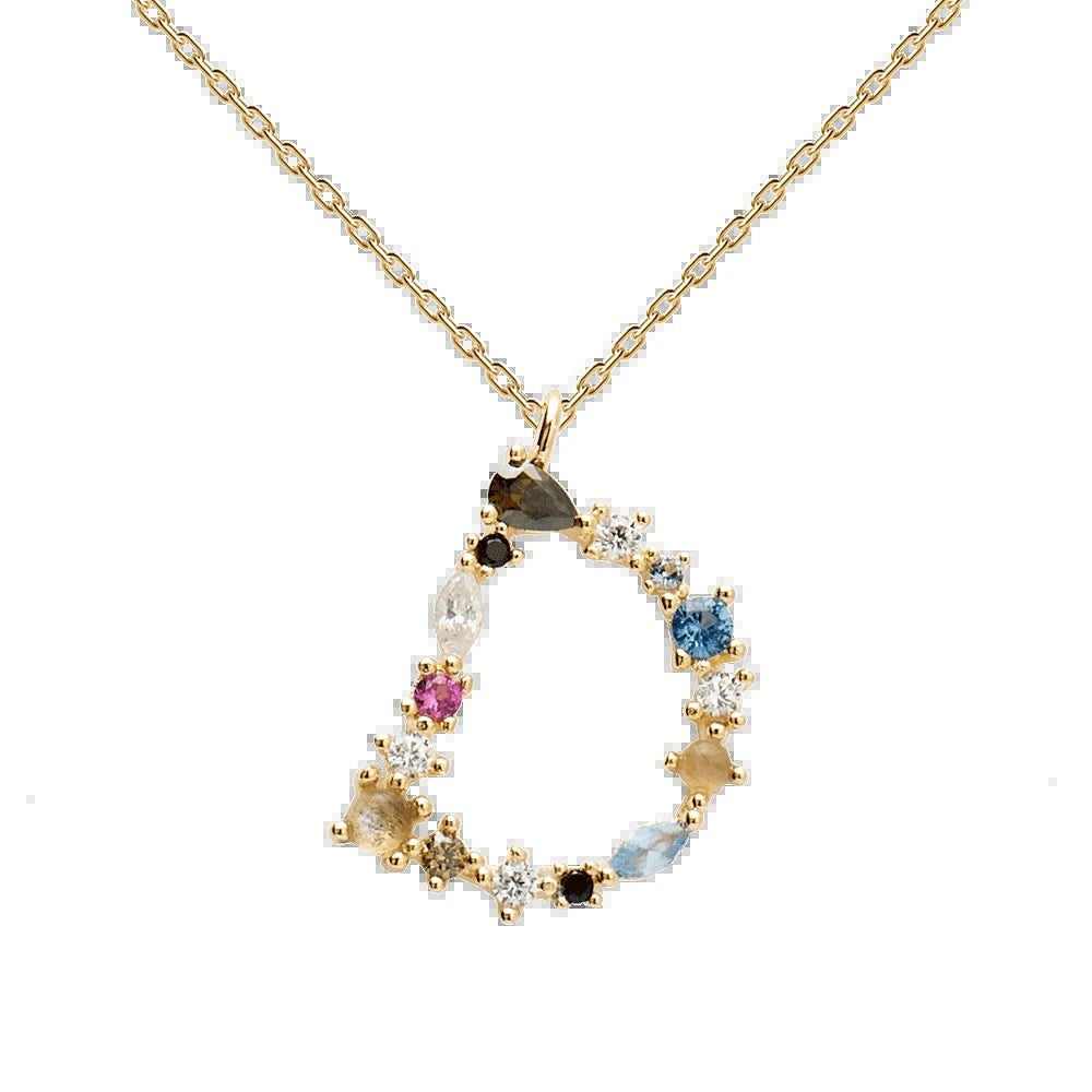 Kiki's Story 18K Gold-Plated Colored Gemstones Letter Necklace