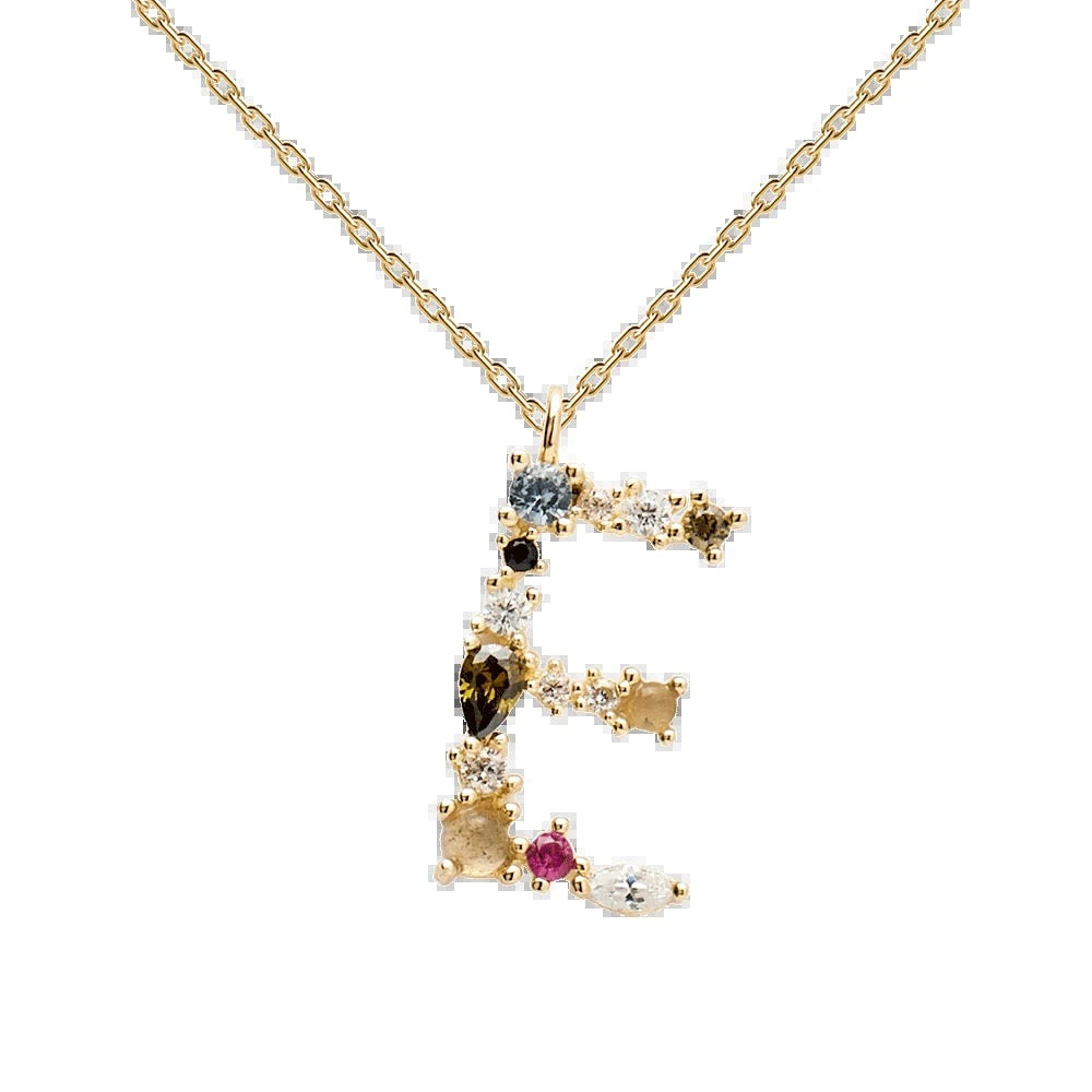 Kiki's Story 18K Gold-Plated Colored Gemstones Letter Necklace