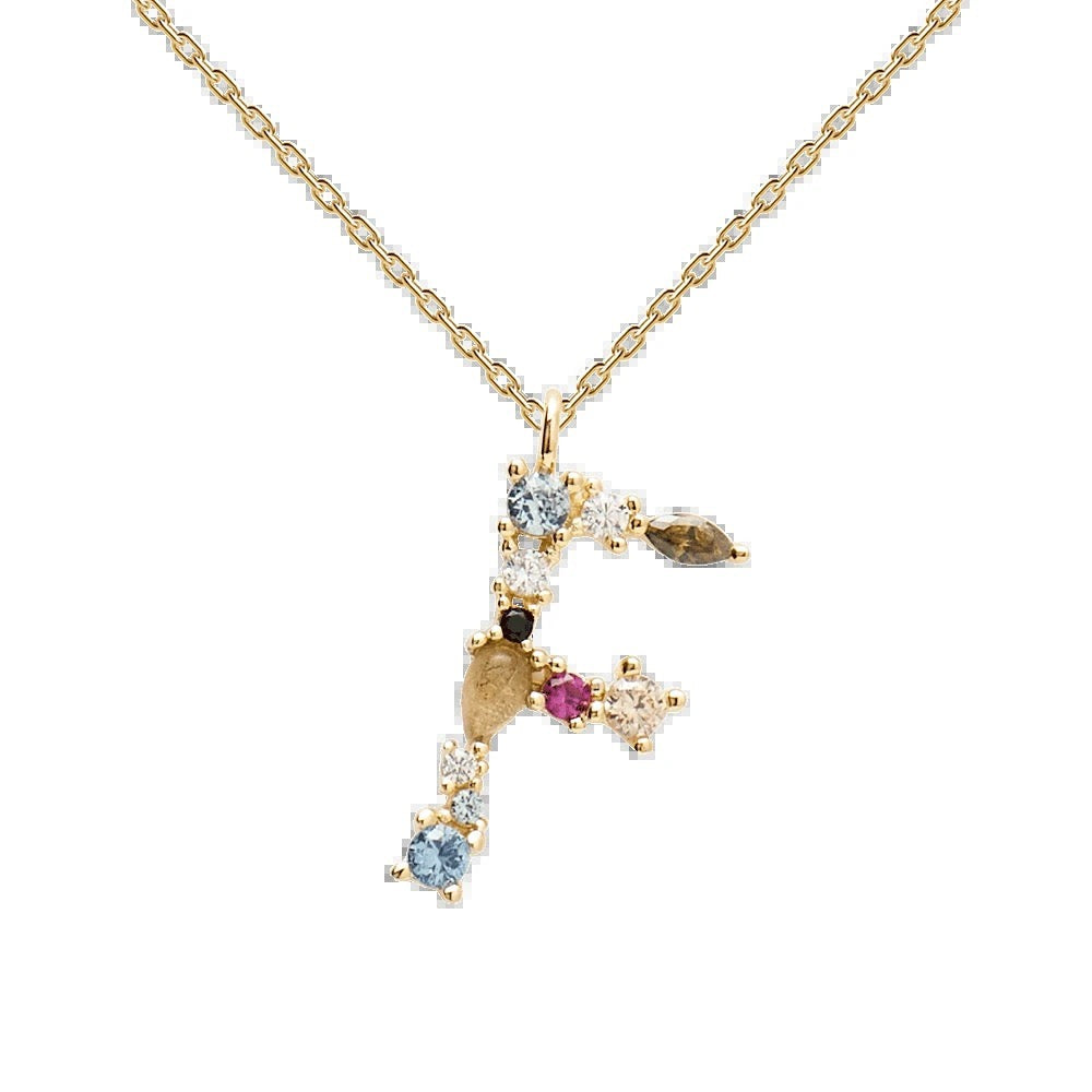 Kiki's Story 18K Gold-Plated Colored Gemstones Letter Necklace