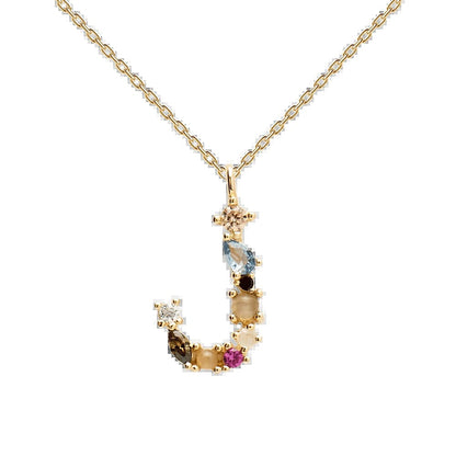 Kiki's Story 18K Gold-Plated Colored Gemstones Letter Necklace