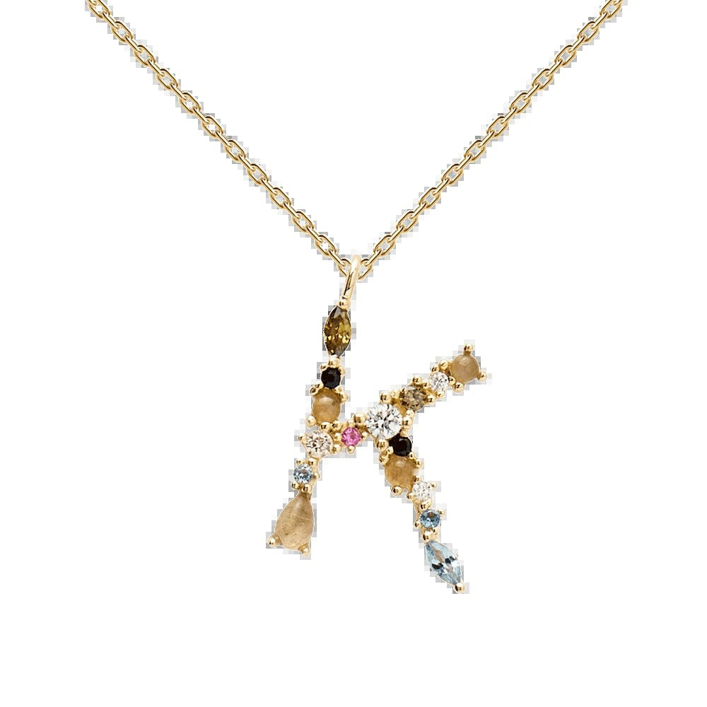 Kiki's Story 18K Gold-Plated Colored Gemstones Letter Necklace