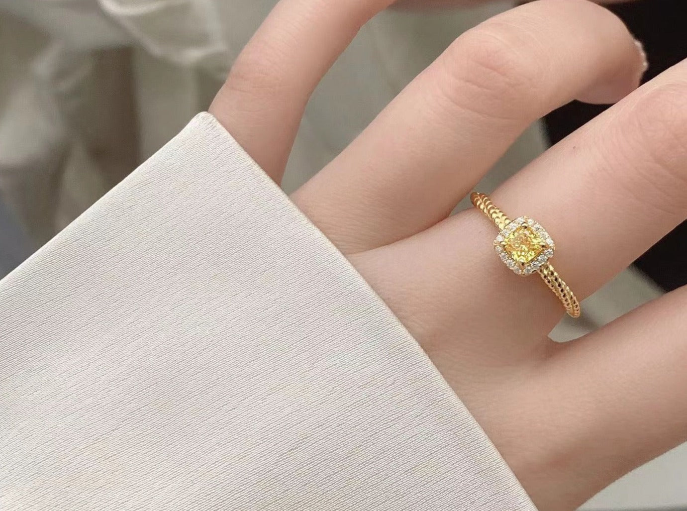 Sugar Lover Yellow Zircon Ring