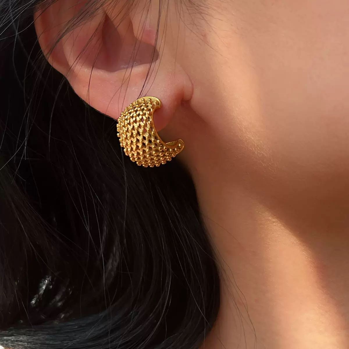 Vara Studded Gold Earrings - Waterproof