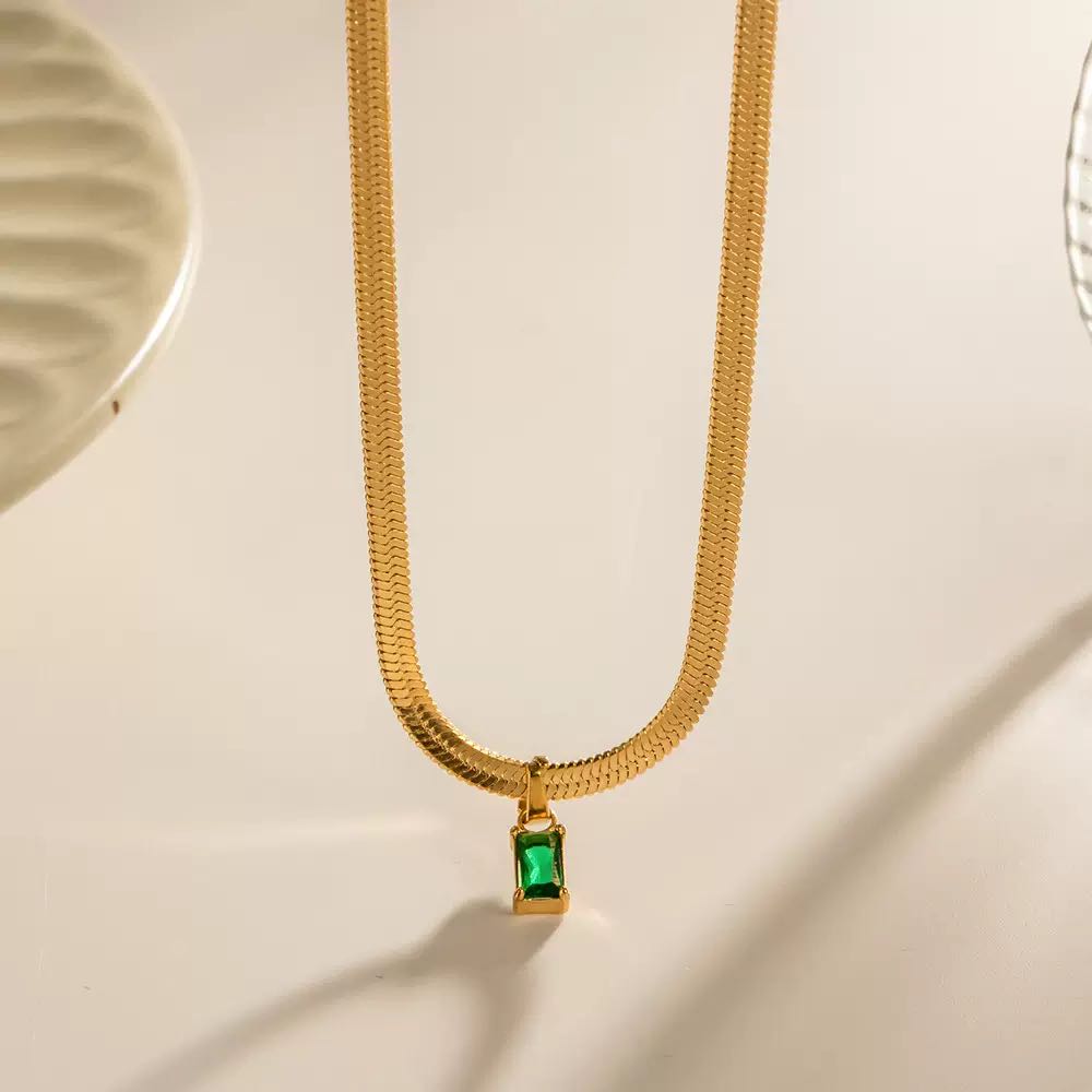 Romantic Paris Zirconia Flat Chain 18k Gold-Plated Necklace - Waterproof