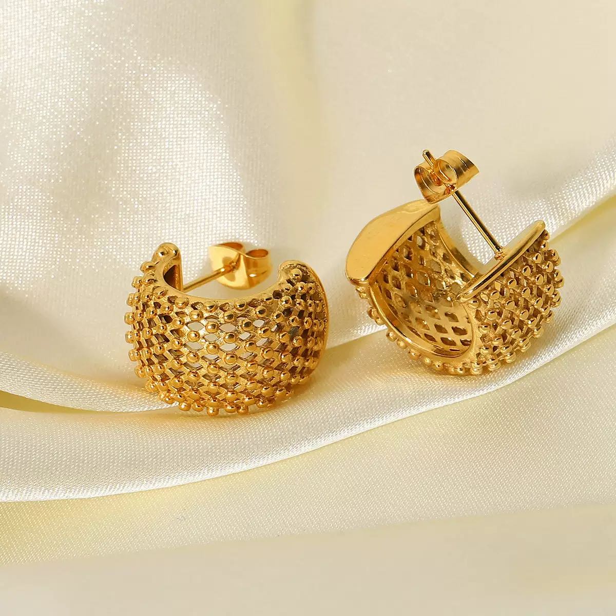 Vara Studded Gold Earrings - Waterproof
