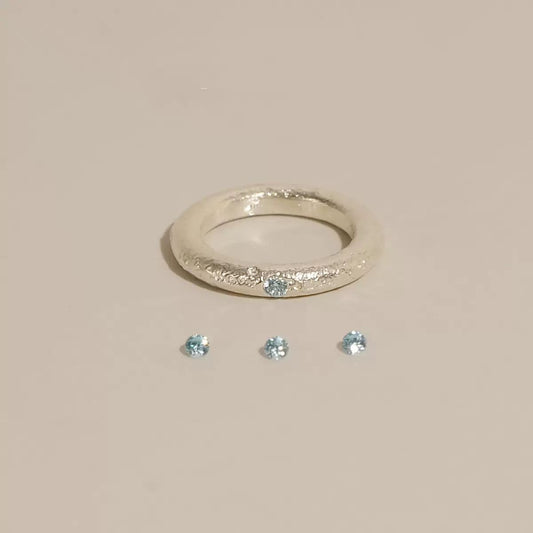 Sparkling Dream Aquamarine Silver Ring