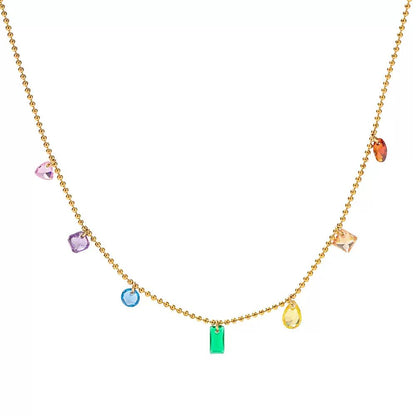Rainbow Wishes Zirconia 18kt Gold Necklace - Waterproof