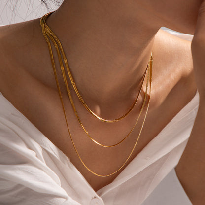 Embossed 18kt Gold-Plated Snake Chain Necklace - Waterproof