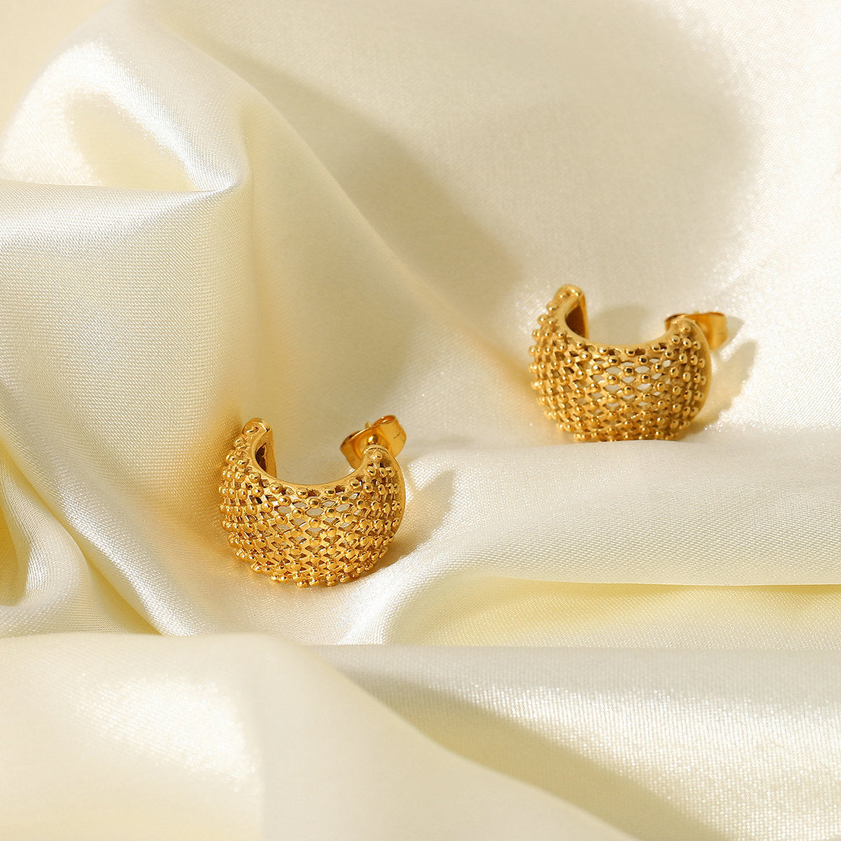 Vara Studded Gold Earrings - Waterproof