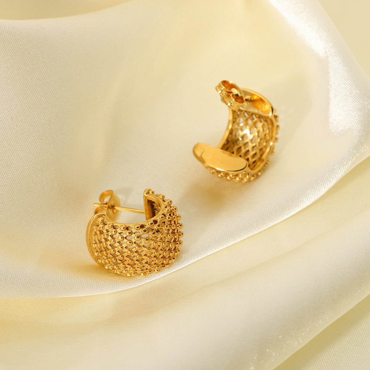 Vara Studded Gold Earrings - Waterproof