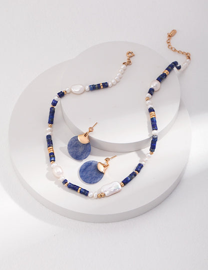 Ancient Style Lapis Lazuli Pearl Necklace