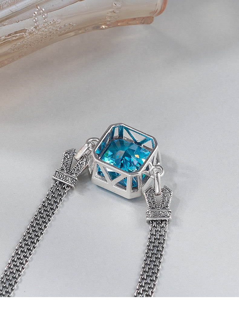 Victoria Zircon Aquamarine Silver Bracelet