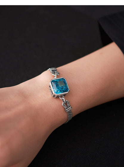 Victoria Zircon Aquamarine Silver Bracelet