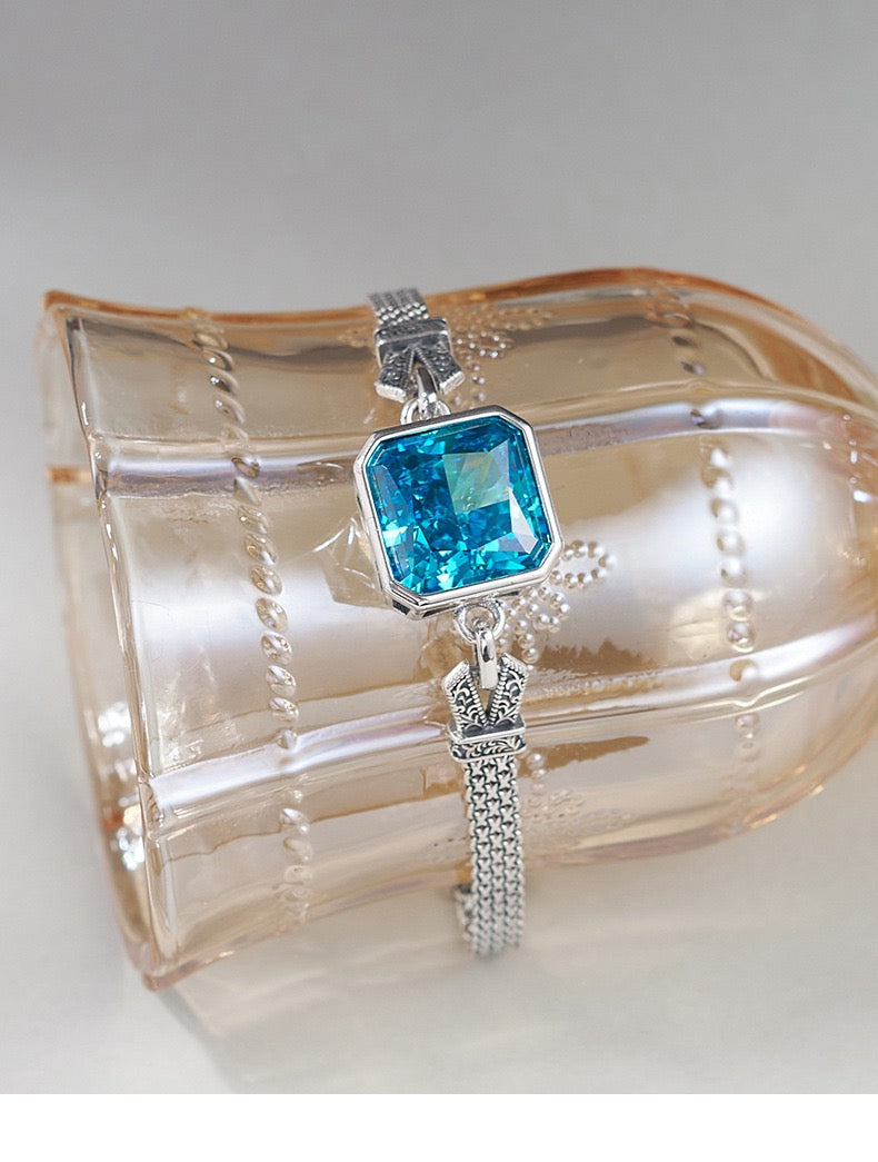 Victoria Zircon Aquamarine Silver Bracelet