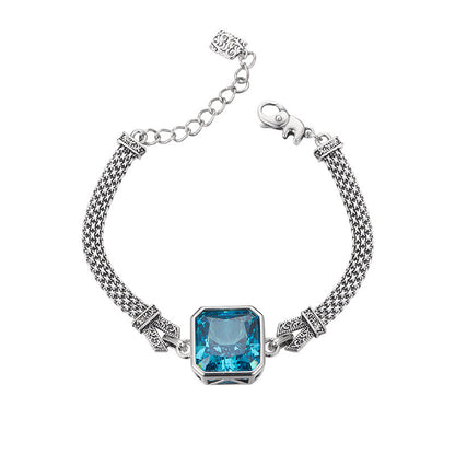 Victoria Zircon Aquamarine Silver Bracelet