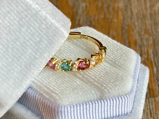 Rainbow In the Rain Gem Stone Zirconia Ring