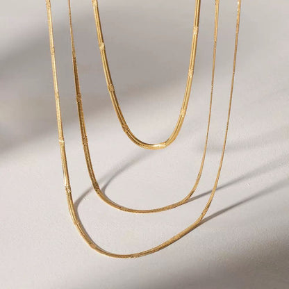 Embossed 18kt Gold-Plated Snake Chain Necklace - Waterproof