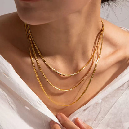 Embossed 18kt Gold-Plated Snake Chain Necklace - Waterproof