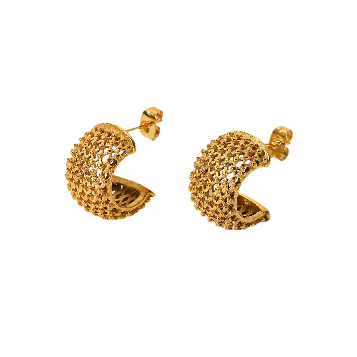 Vara Studded Gold Earrings - Waterproof